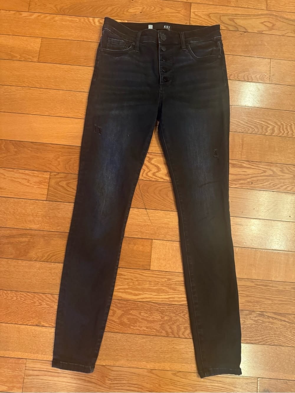 KUT FROM THE KLOTH “MIA HIGH-RISE SKINNY” Ankle Jeans In “DARK STONE WASH OUT” - Picture 5 of 7